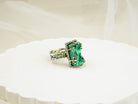 Handmade malachite bold green adjustable ring in vintage silver setting by Akra Gems