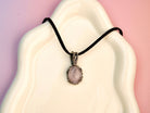 Rose quartz necklace sterling silver pink gemstone pendant feminine jewelry thumbnail