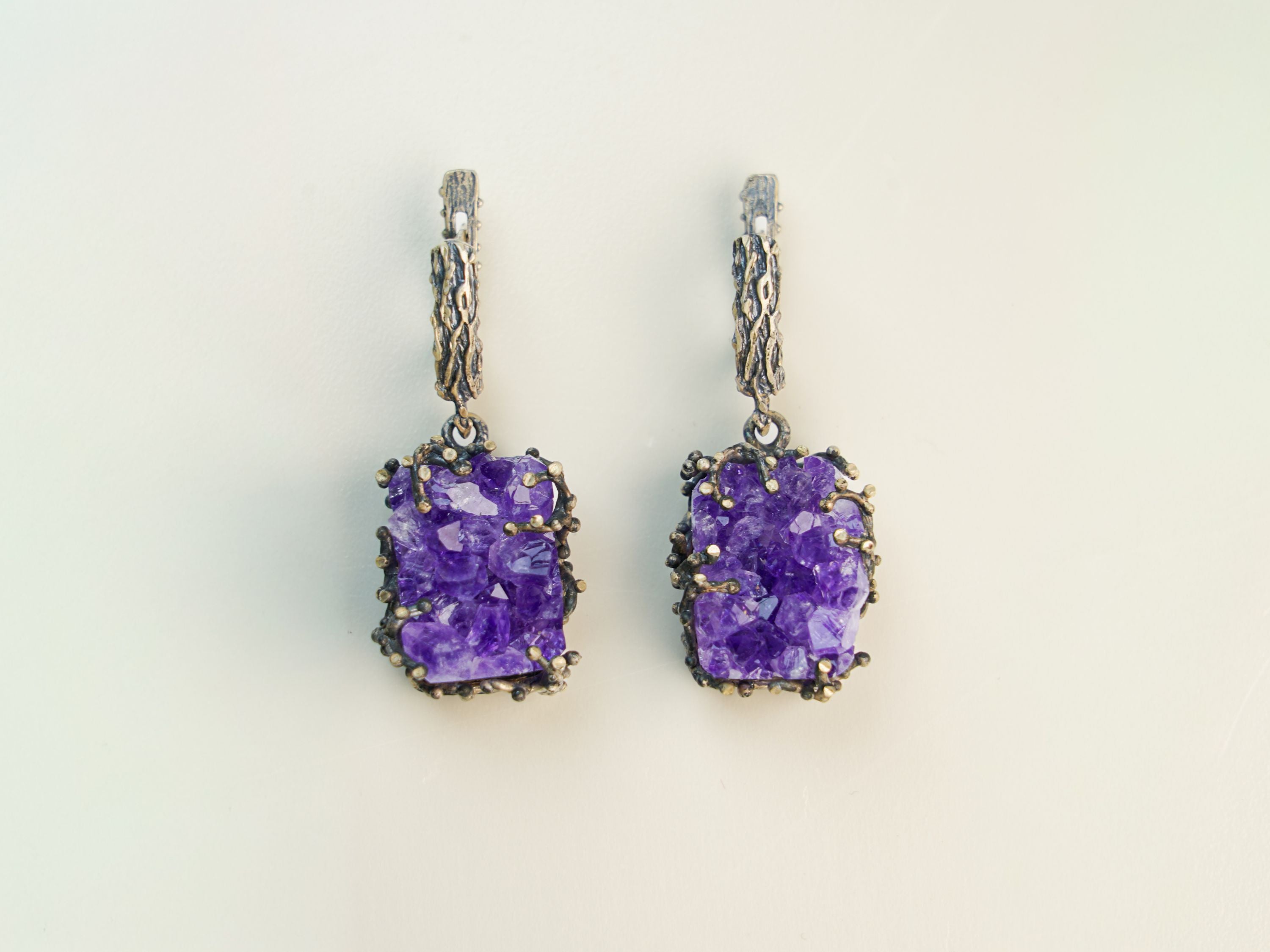 amethyst drop earrings purple crystal gemstone sterling silver dangle earrings