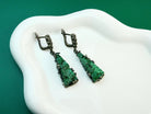 malachite drop earrings long green gemstone dangle earrings sterling silver