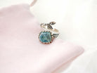 Aquamarine ring ocean blue gemstone sterling silver statement ring adjustable band 