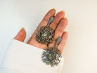 pyrite earrings on hand raw gold statement earrings sterling silver