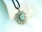 Aquamarine necklace front view sterling silver pendant blue gemstone