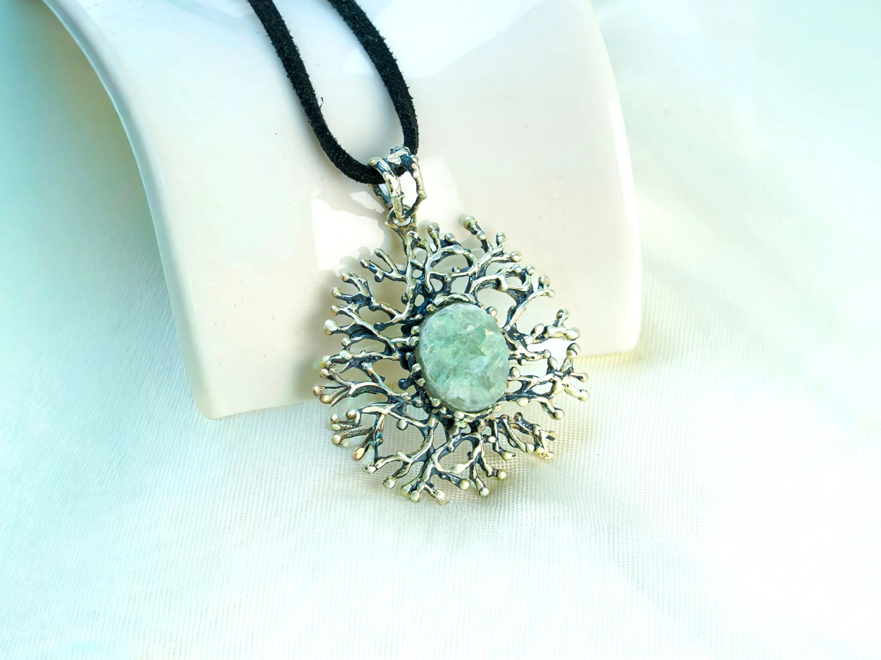 Aquamarine necklace front view sterling silver pendant blue gemstone