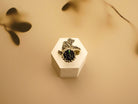 Close up black tourmaline stone texture raw crystal detail sterling silver ring