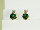 jade leverback earrings green gemstone minimalist silver design