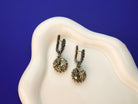 Pyrite earrings clean front view gold gemstone statement drop earrings