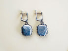 Backside aquamarine earrings rear view leverback closure silver craftsmanship