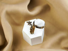 Moonstone ring top view gemstone and band sterling silver adjustable design