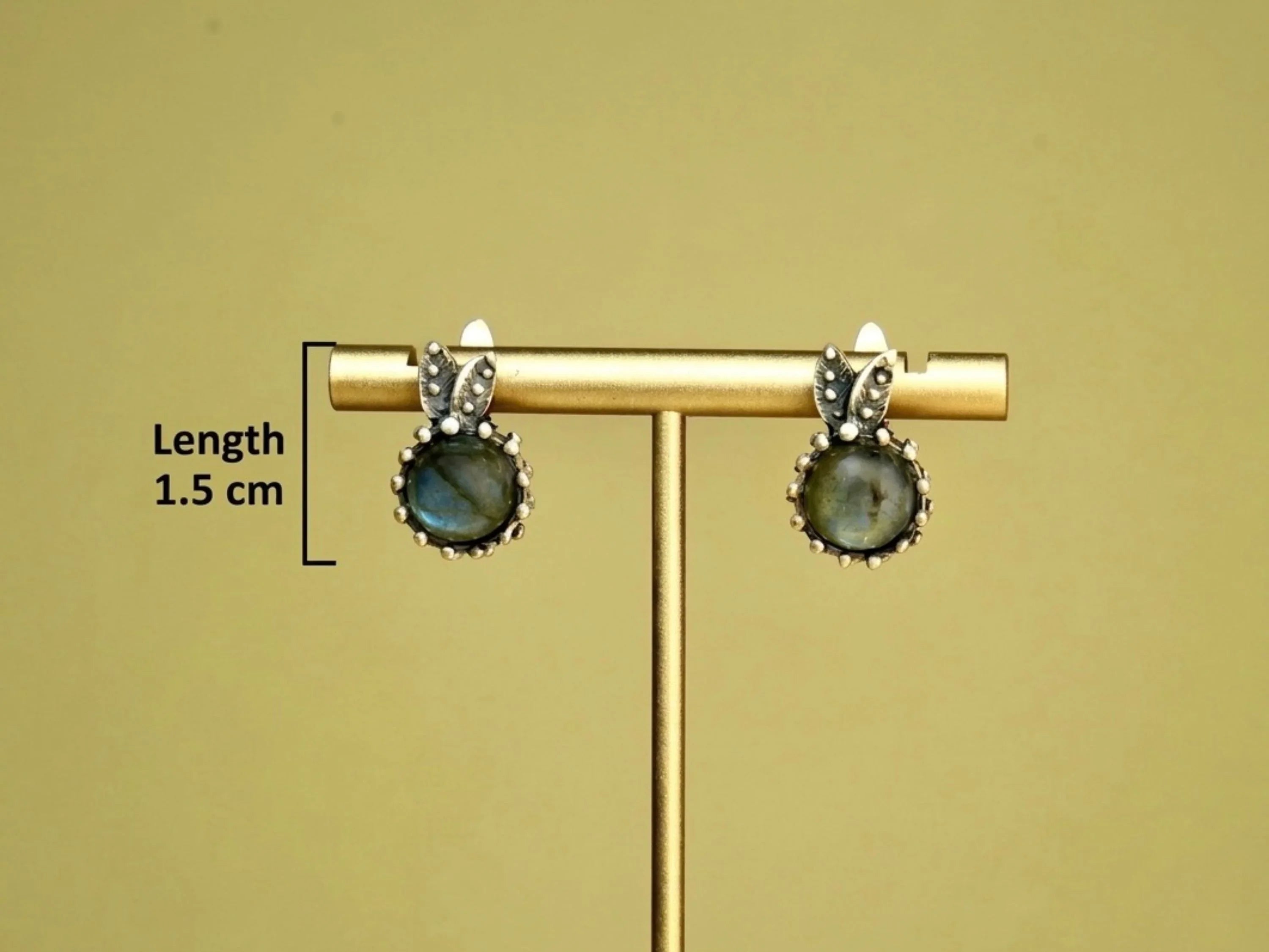 Labradorite leverback earrings size measurement 1.5 cm sterling silver jewelry