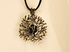 lapis lazuli pendant close up blue gemstone texture silver necklace