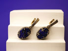 Lapis lazuli earrings clean front view deep blue gemstone drop earrings