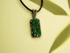 malachite necklace front view minimalist green crystal pendant