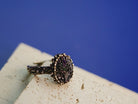 Clean front view raw tourmaline ring adjustable silver statement jewelry dark aesthetic