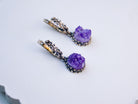 amethyst earrings purple crystal texture sterling silver jewelry