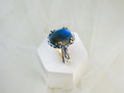 labradorite statement ring blue flash polished gemstone sterling silver