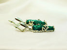 Malachite earrings side view raw stone texture sterling silver design