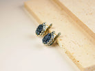 Black moissanite earrings angled view minimalist dark gemstone jewelry