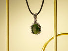 jade necklace angle view minimalist green gemstone pendant