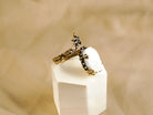 Moonstone ring angled detail glowing gemstone sterling silver handcrafted