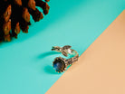 Angle view labradorite adjustable ring blue gemstone silver design modern statement jewelry
