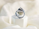 Close-up of the adjustable open-back silver twig band for the lapis lazuli statement ring