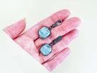 Side profile aquamarine earrings length and structure silver drop earrings detail