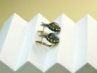 Labradorite earrings side angle detail blue flash stone handmade silver jewelry