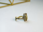 Pyrite ring profile view handcrafted sterling silver raw stone ring design