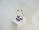 rose quartz ring adjustable band backside sterling silver ring