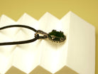 jade necklace side view thickness silver pendant detail