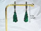 side profile long malachite earrings full length drop earrings view