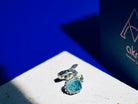 Side profile aquamarine ring adjustable band structure sterling silver detail