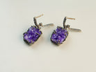 amethyst earrings side view sterling silver drop gemstone earrings