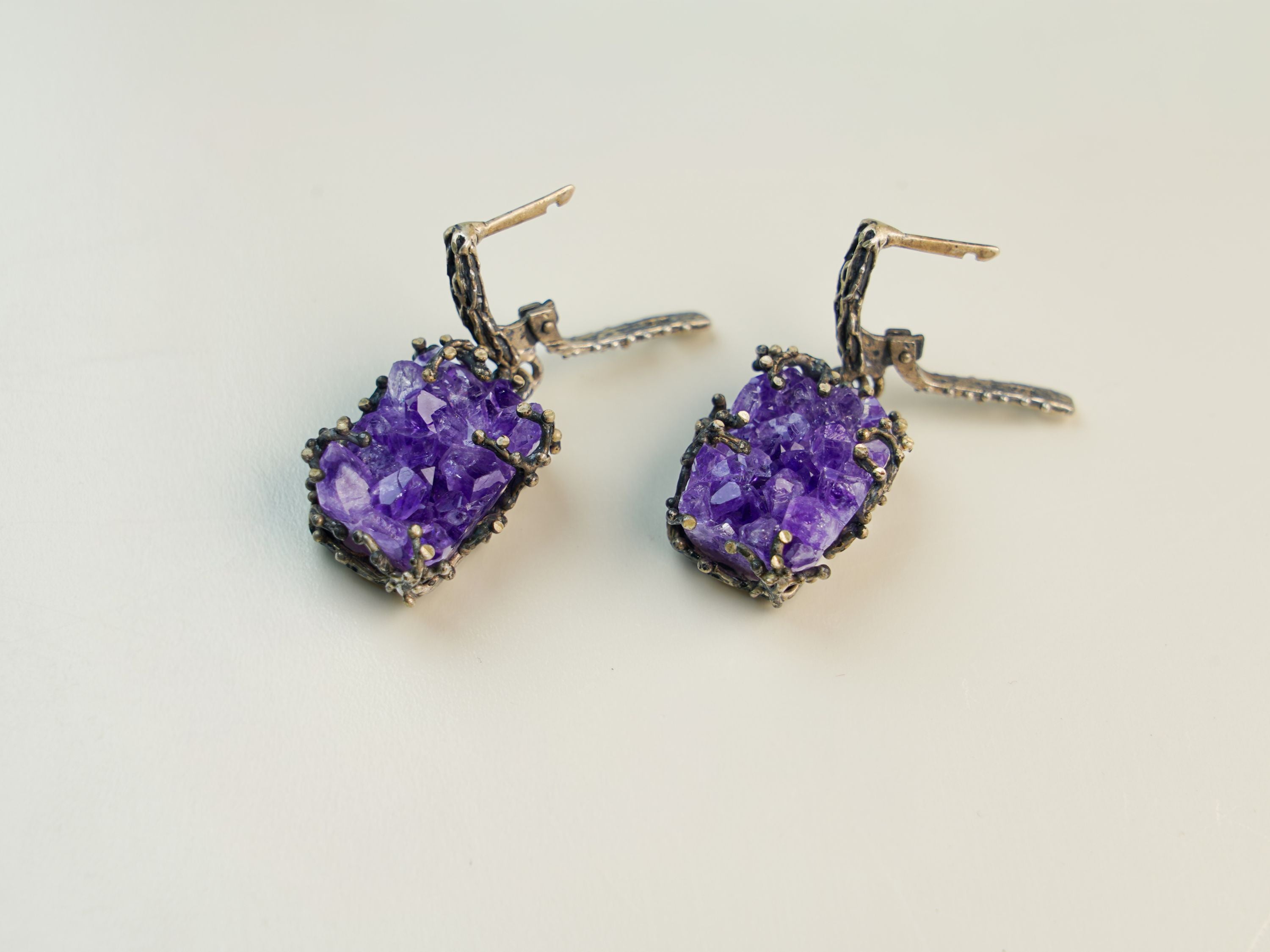 amethyst earrings side view sterling silver drop gemstone earrings