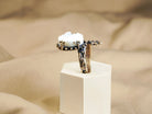 Moonstone ring side view band structure adjustable sterling silver ring