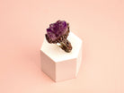 Side profile amethyst ring adjustable band structure sterling silver detail