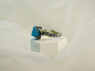 Aquamarine ring angled detail blue gemstone sterling silver handcrafted design