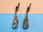 Backside moonstone earrings rear view leverback closure silver craftsmanship detail