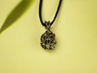malachite pendant backside detail sterling silver necklace