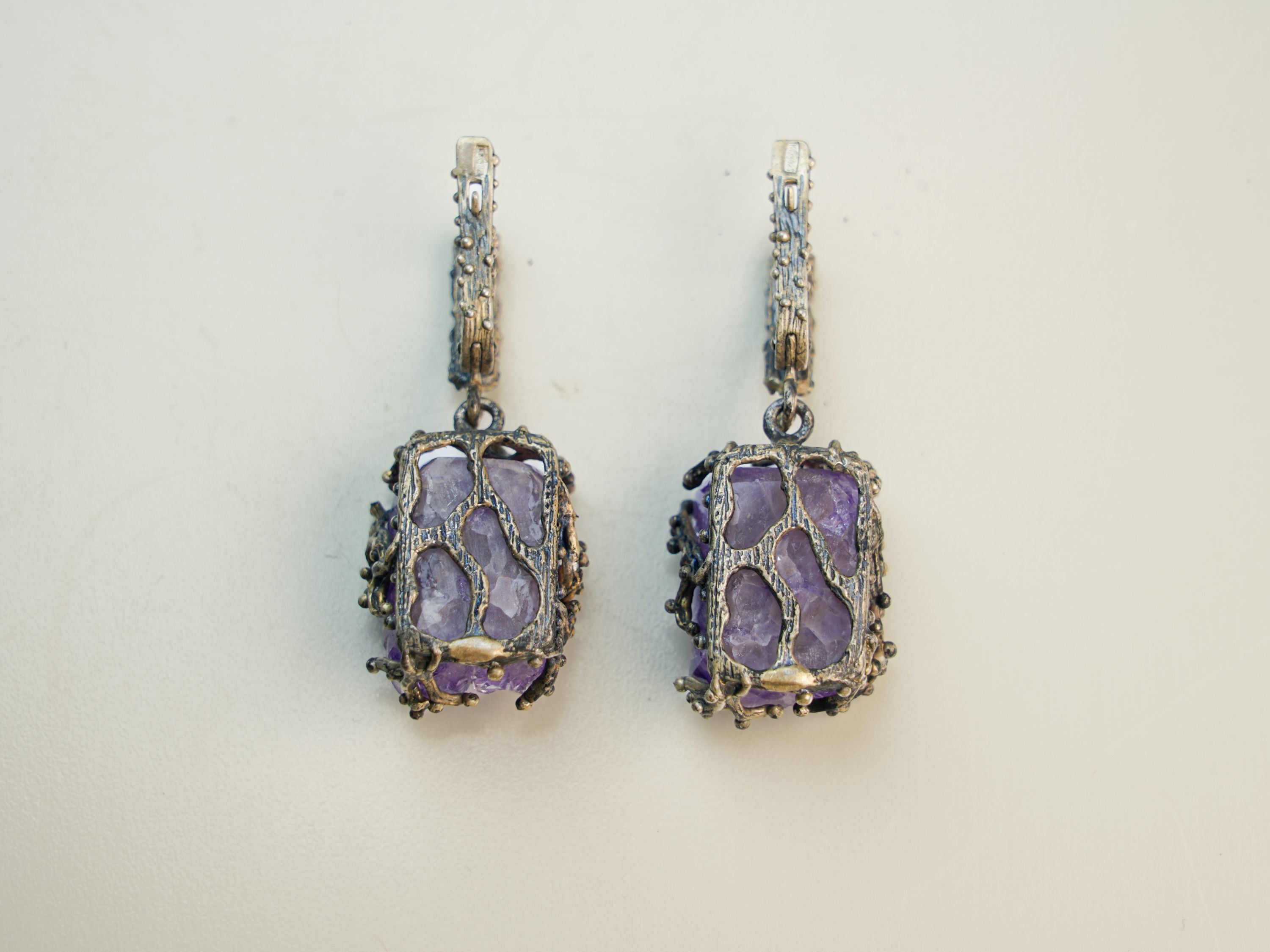 amethyst earrings backside closure detail sterling silver dangle earrings