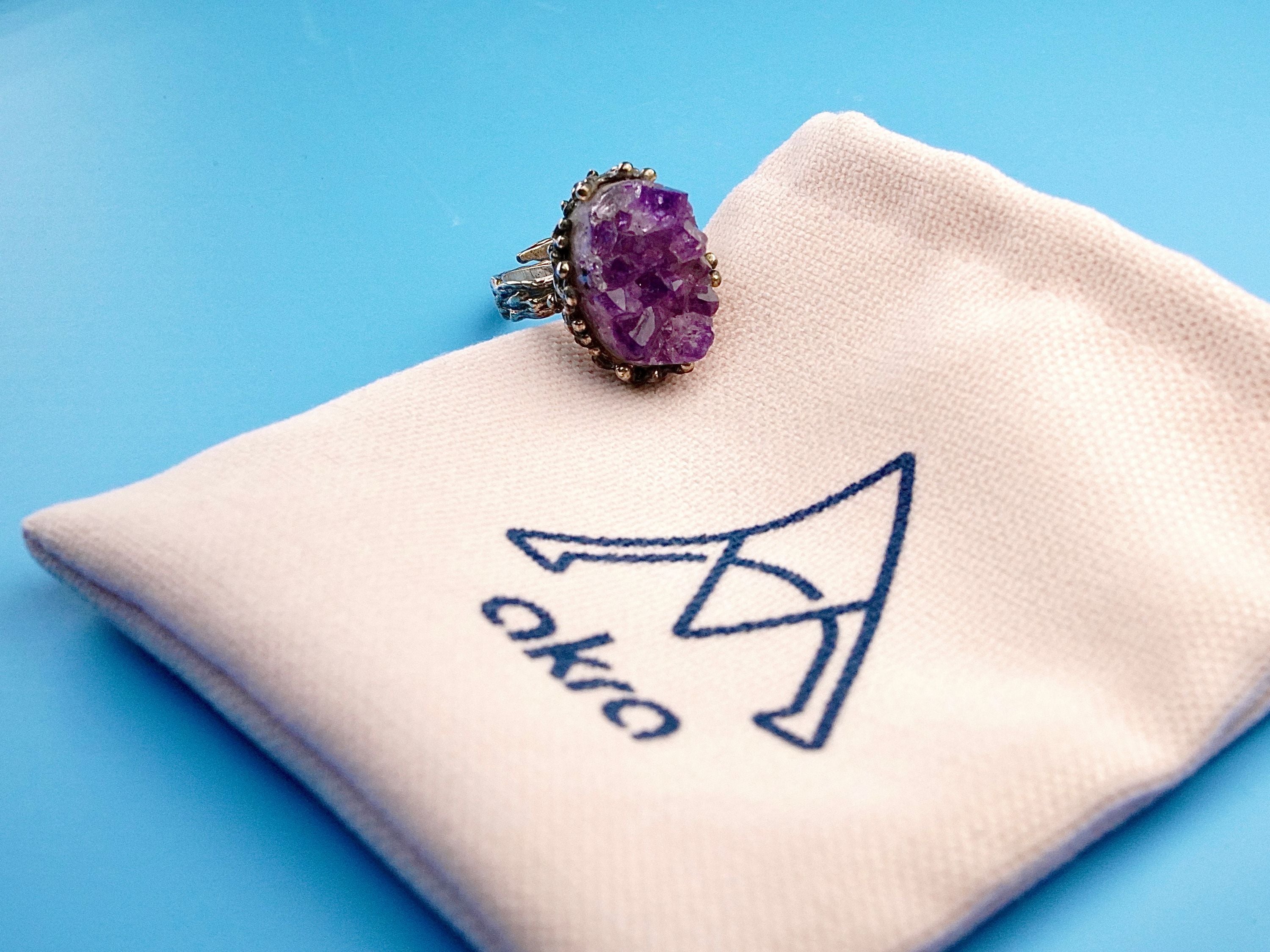 Amethyst adjustable ring craftsmanship silver setting detailed view