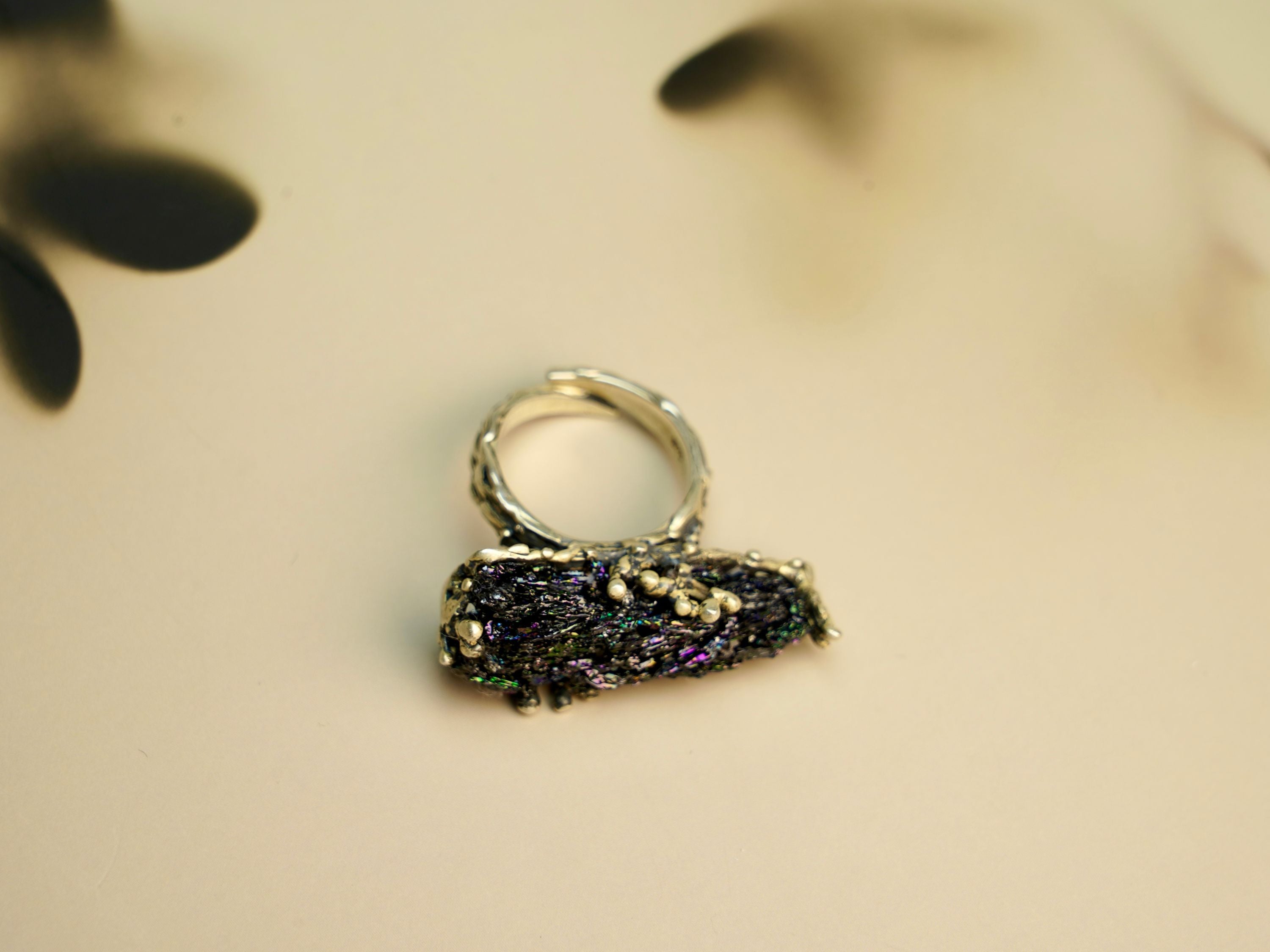 tourmaline ring alternative angle raw black gemstone unique ring