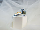 blue flash labradorite gemstone ring unique natural stone silver ring