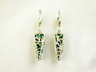 Malachite earrings back view sterling silver design detail leverback closure