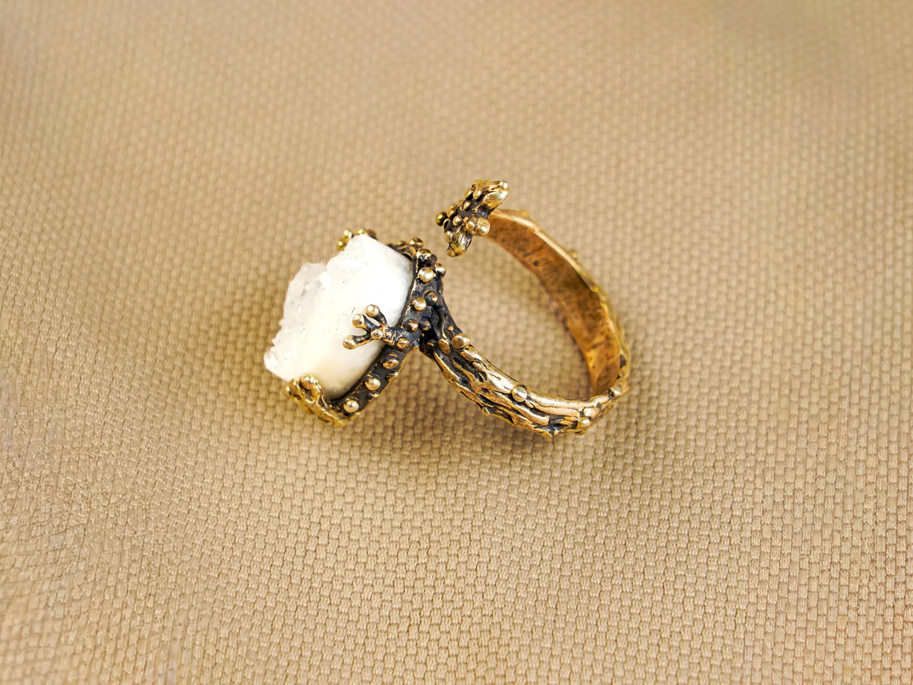 Moonstone ring full shape view adjustable sterling silver ring design