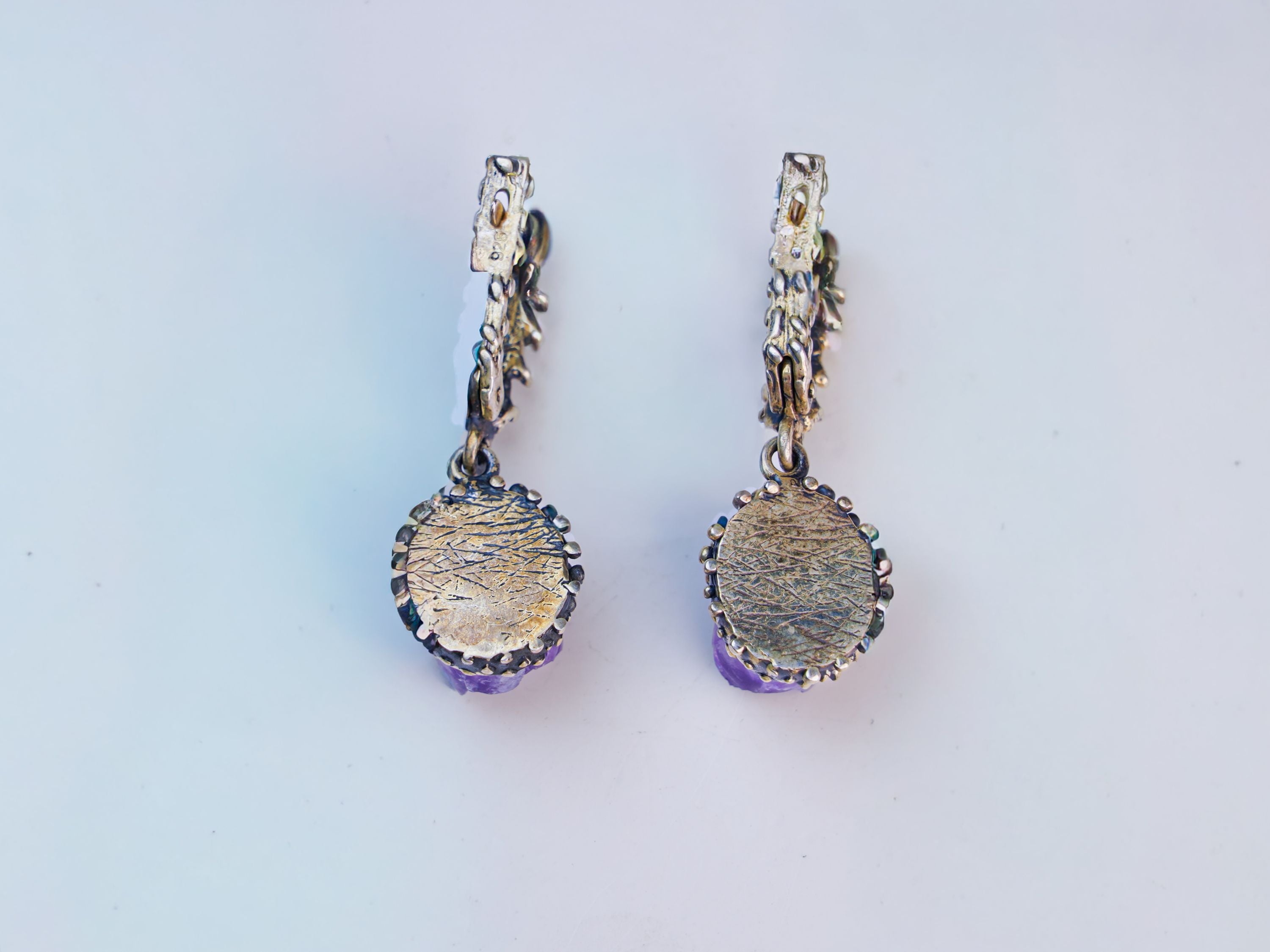 amethyst earrings backside closure detail sterling silver jewelry