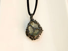 backside of amethyst pendant, sterling silver handcrafted jewelry detail