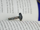 Black tourmaline adjustable ring craftsmanship silver setting detailed view