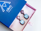 Aquamarine earrings in gift box packaging premium jewelry ready for gift